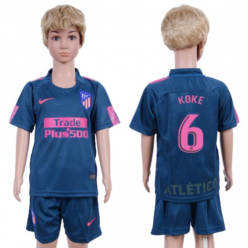 Atletico Madrid #6 Koke Sec Away Kid Soccer Club Jersey